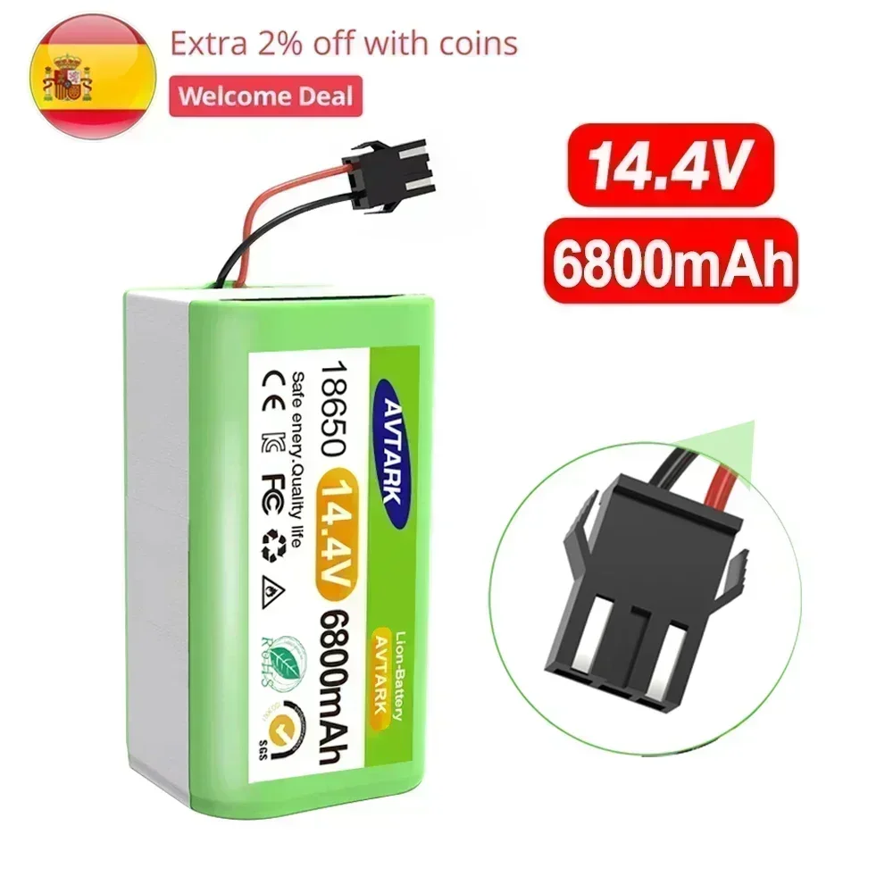 14.4V 6800mAh Li-ion Battery for Conga Excellence 950 990 1090 1790 1990 Deebot N79S N79 DN622 Eufy Robovac 11S 12 X500
