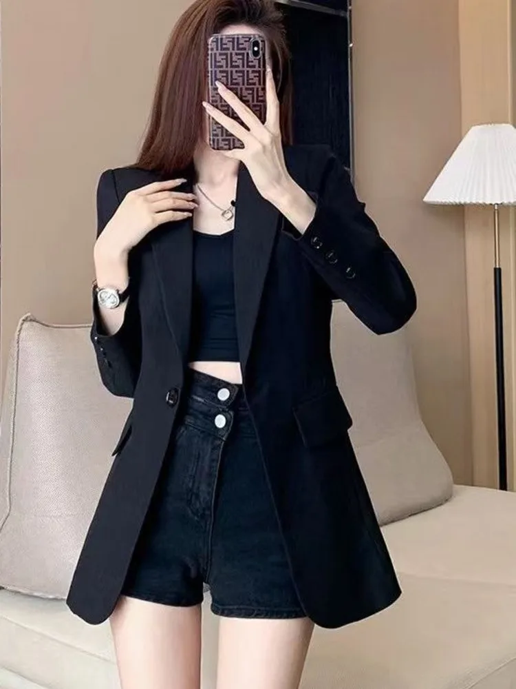 Womens Blazers Single Breasted Solid Casual Temperament Office All-match Daily Classic Chic Streetwear Top Spring Autumn