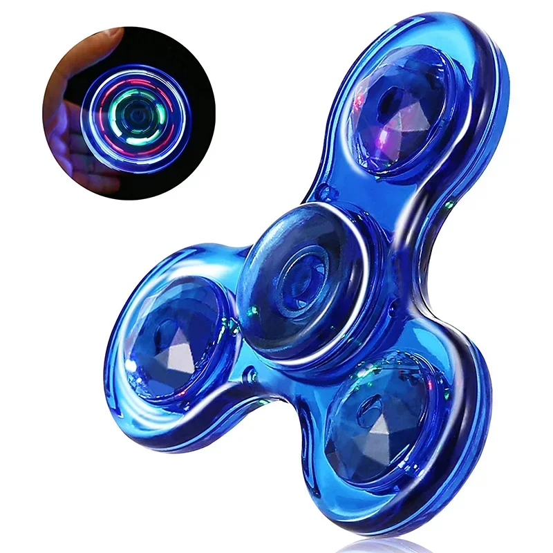 Nuovi Fidget Spinner luminosi a LED Light Up Clear Fidget Toys Giocattoli per l'ansia ADHD Riduttore antistress Spin per bambini Paillettes