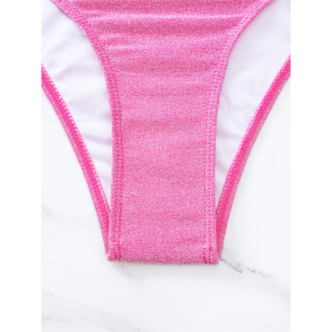 S - XL Glänzender, glitzernder, funkelnder, gespleißter Neckholder-Badeanzug für Damen, einteiliger Badeanzug, Damen-Badebekleidung, Badeanzug, Schwimmanzug V4660SW – Detail 15