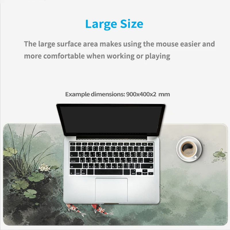 Podkładka pod mysz Gaming Misty Lotus Koi Pond XL Home Computer HD Mousepad XXL Podkładki pod mysz Biuro Miękka Antypoślizgowa Mata na Stół PC Podkładka pod Mysz — zdjęcie produktu 5
