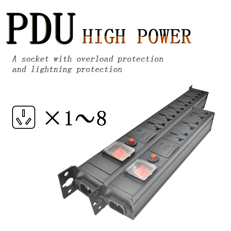 16A universal socket PDU power strip network cabinet rack1-8AC desktop with overload protection surge protection wireless socket