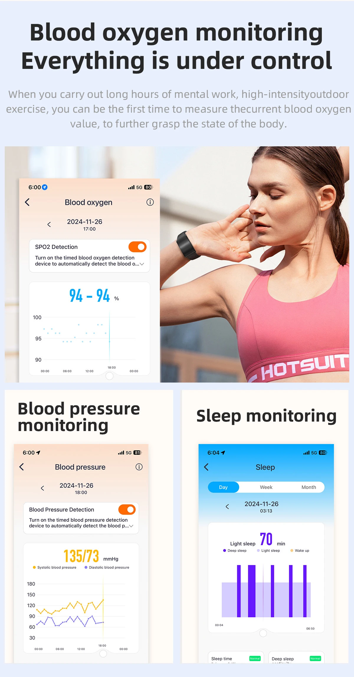 LIGE Neue GPS Sport Smart Armband Männer AI Gesunde Blutdruck Fitness Tracker Pedometer Anruf Erinnerung Smartwatch Band Frauen – Detail 5
