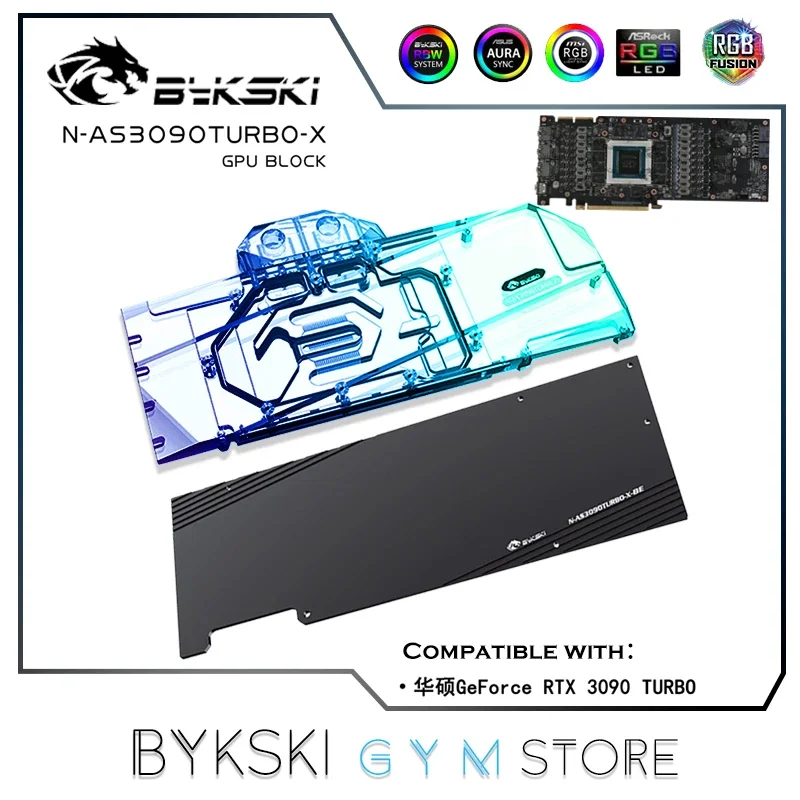 Bykski GPU كتلة المياه ل ASUS GeForce RTX3090 توربو بطاقة الفيديو مع لوحة الكترونية معززة ، VGA النحاس المبرد ، N-AS3090TURBO-X