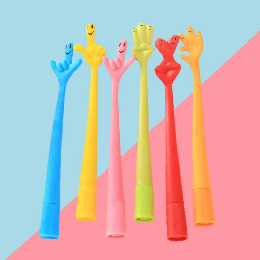 12Pcs Colorful Ballpoint Pens Finger Design Smooth Writing School Office Promotion Gift Pens Stationery Roller Pen