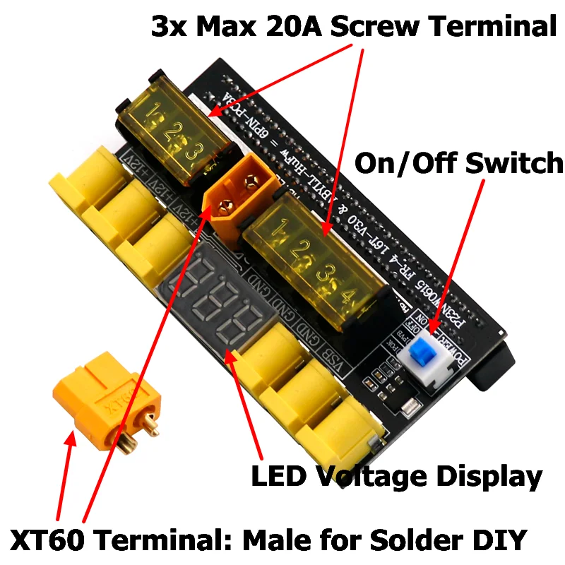 Marka 750W 12V Ouput 5521 DC 20A Terminal XT60 DIY PSU z wyświetlaczem napięcia