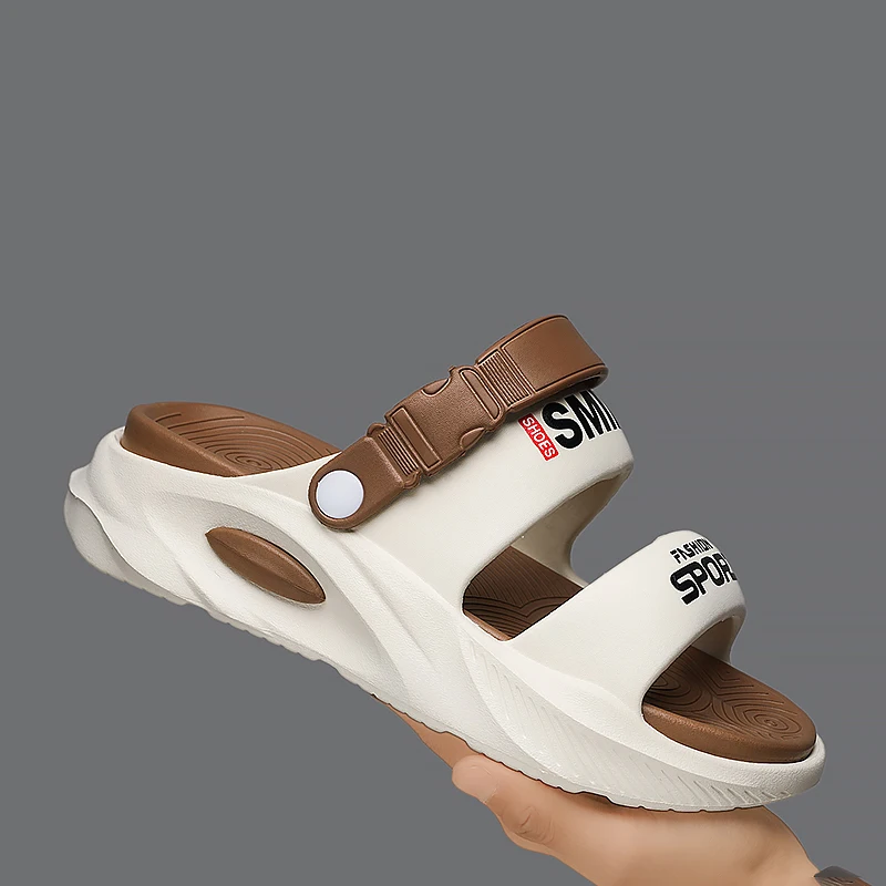 

HKDQ Новые мужские сандалии из ЭВА, летняя обувь для отдыха на платформе, пляжные удобные нескользящие повседневные уличные шлепанцы на толстой подошве для мужчин