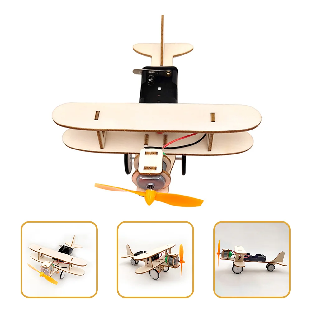 Airplane Model Assembly Wood Handicraft DIY Wooden Electric Educational Assemble