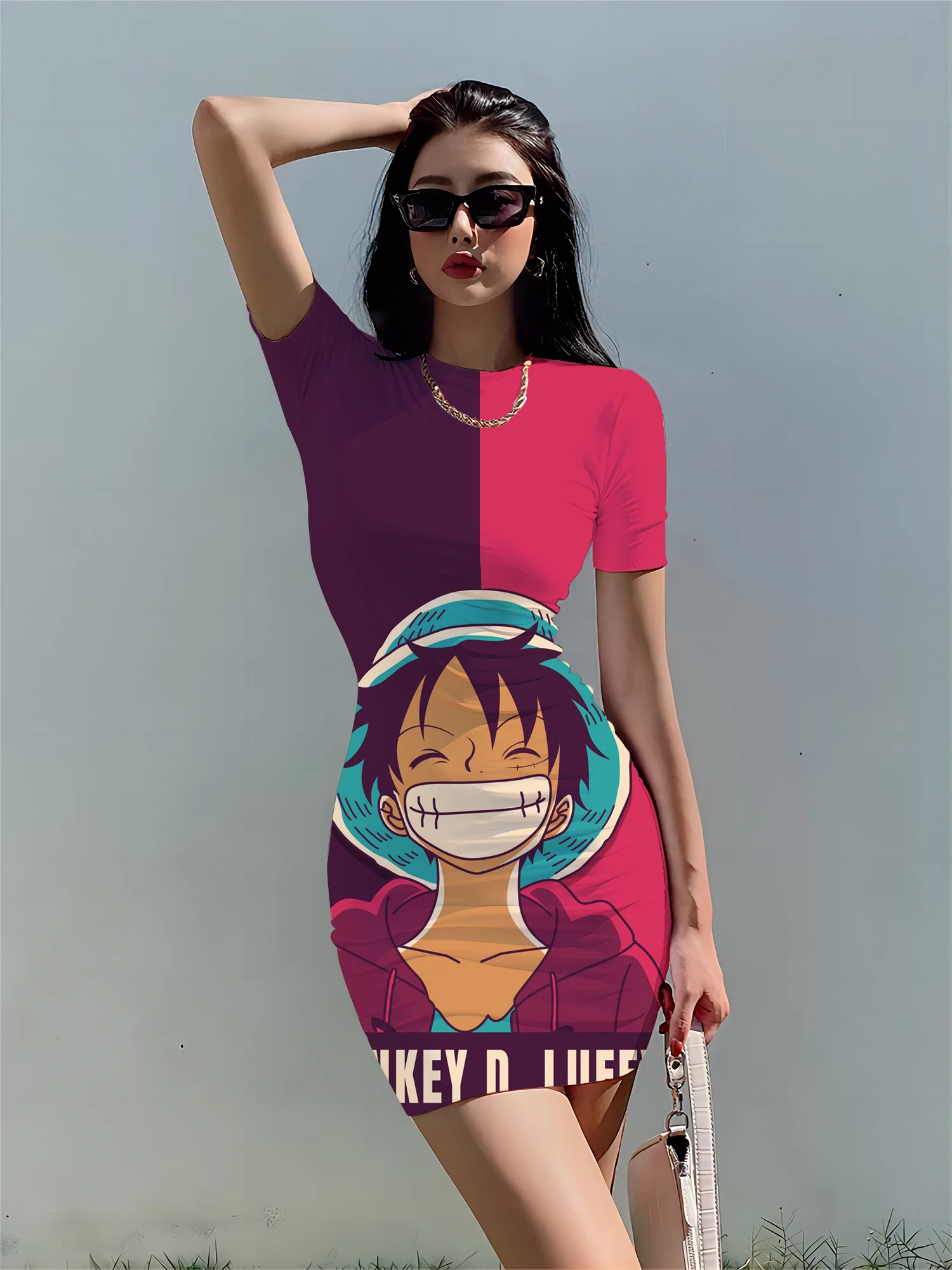 

Cartoon Dress Woman Sexy One Piece New Zevity Dresses Fashion Summer Women 2024 Sensual Y2k Bodycon New Monkey D.Luffy Women's