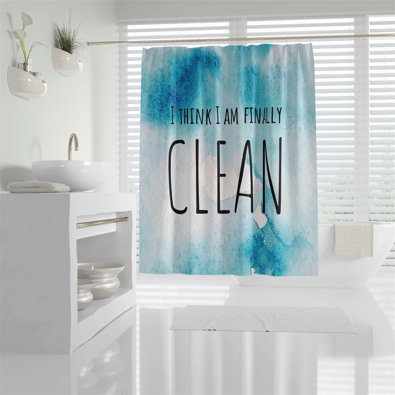 Gaslight Gatekeep Girlboss أعتقد أنني أخيرًا مجموعة ستائر الدش النظيفة مع الحلقات والخطافات لديكور الحمام