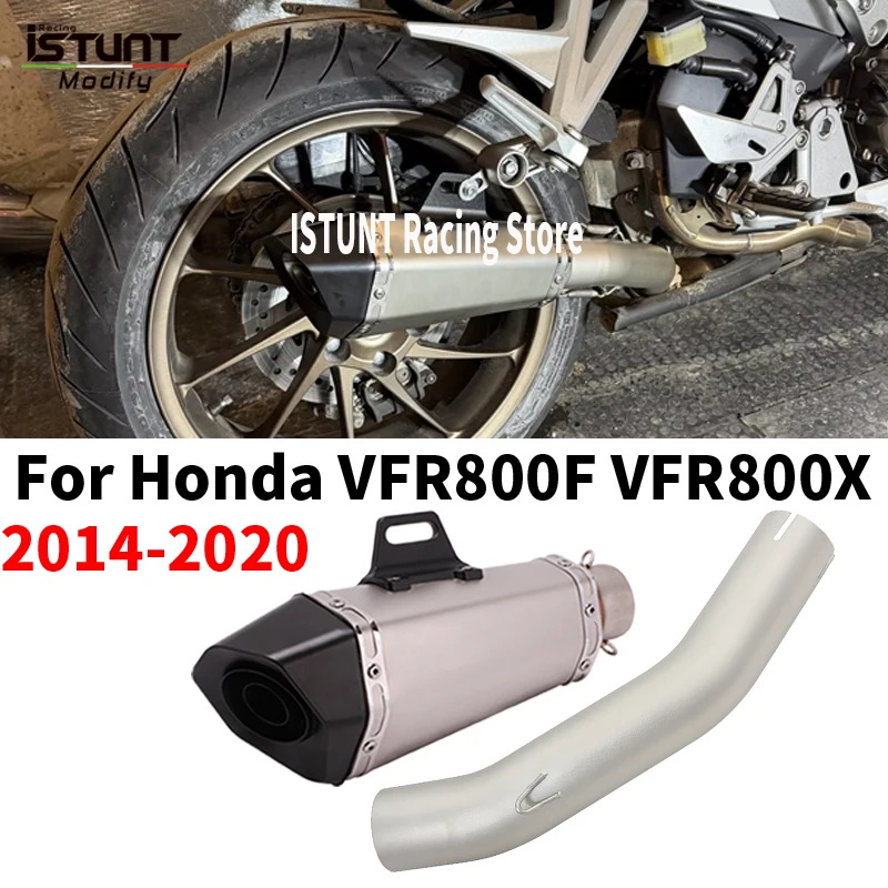 Motorcycle Exhaust System Modify Mid Link Pipe Carbon Fiber Muffler Slip On For HONDA VFR800 X VFR800 F VFR 800 X F 2014 - 2020