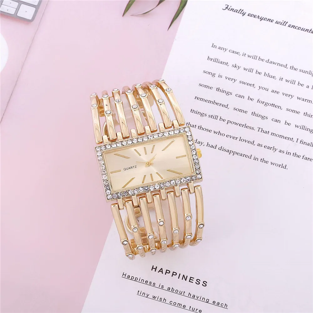 UTHAI W24 Women\'s Fashion Quartz Watches Lady\'s Stainless Steel Bracelet Casual Hollow Clock Girl Wristwatch Jewelry