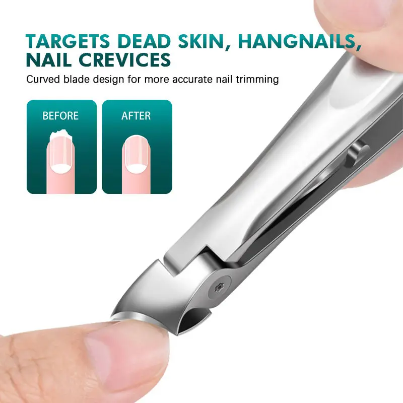 Kit de cortaúñas de alta resistencia, color plateado, apertura amplia, mandíbula Diagonal ultraancha, cortador de uñas de los pies con borde inclinado para uñas gruesas encarnadas