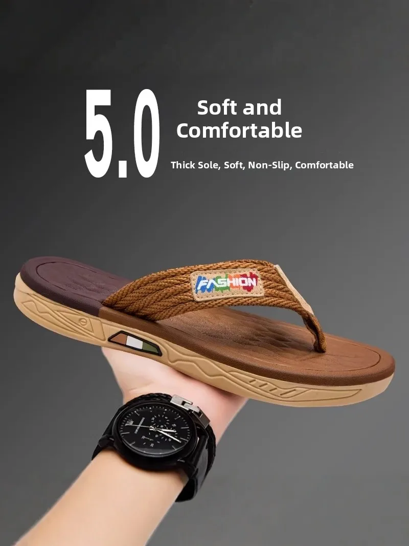 

Casual Men's Sandals Summer Outdoor Wear Anti-Slip Wear-Resistant Home Slippers Beach Thong Slippers Thick Bottom EVA Slippers