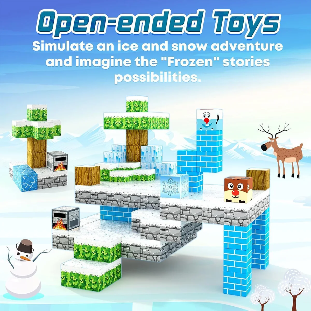 Magnetic Building Block Bricks Toy Mine Stacking World Of Ice And Snow Model Set DIY STEM Montessori Kid Boy Toys Christmas Gift