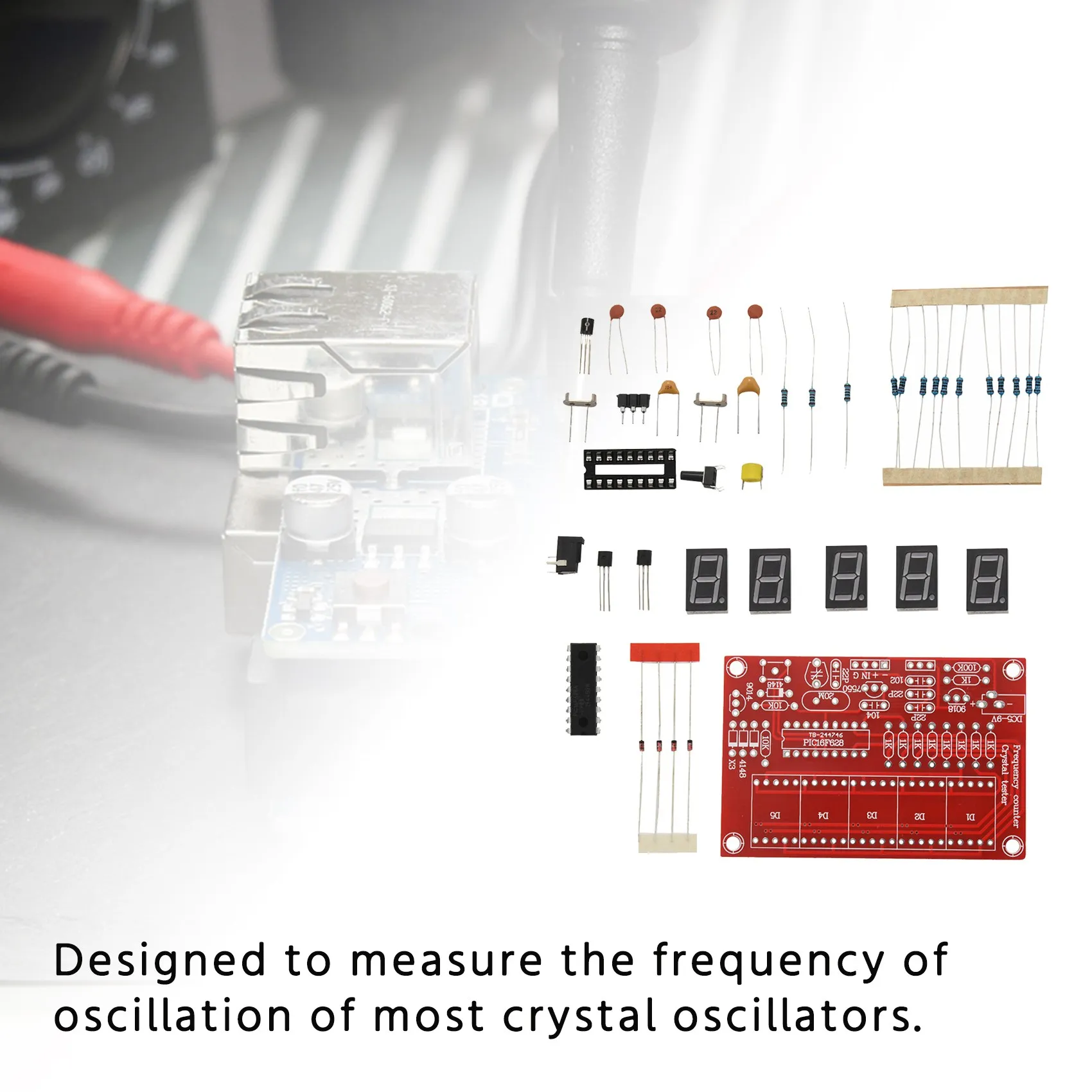 Testadores de contador de frequência de oscilador de cristal 50 MHz Kit DIY 5 resolução digital vermelho