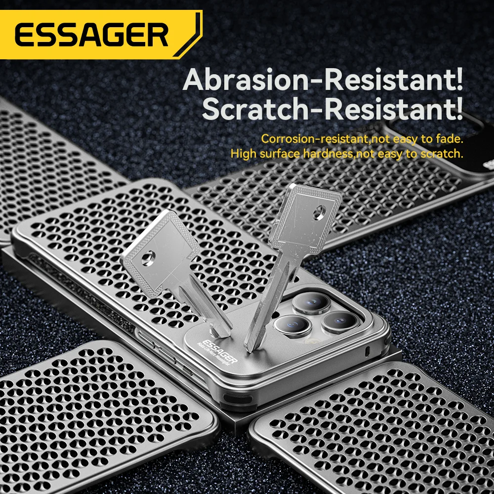 Essager Aluminum Alloy Phone Case Hollow Heat Dissipation Anti-fall Shockproof Phone Cover For Iphone 15 14 Pro 14 13Pro Max