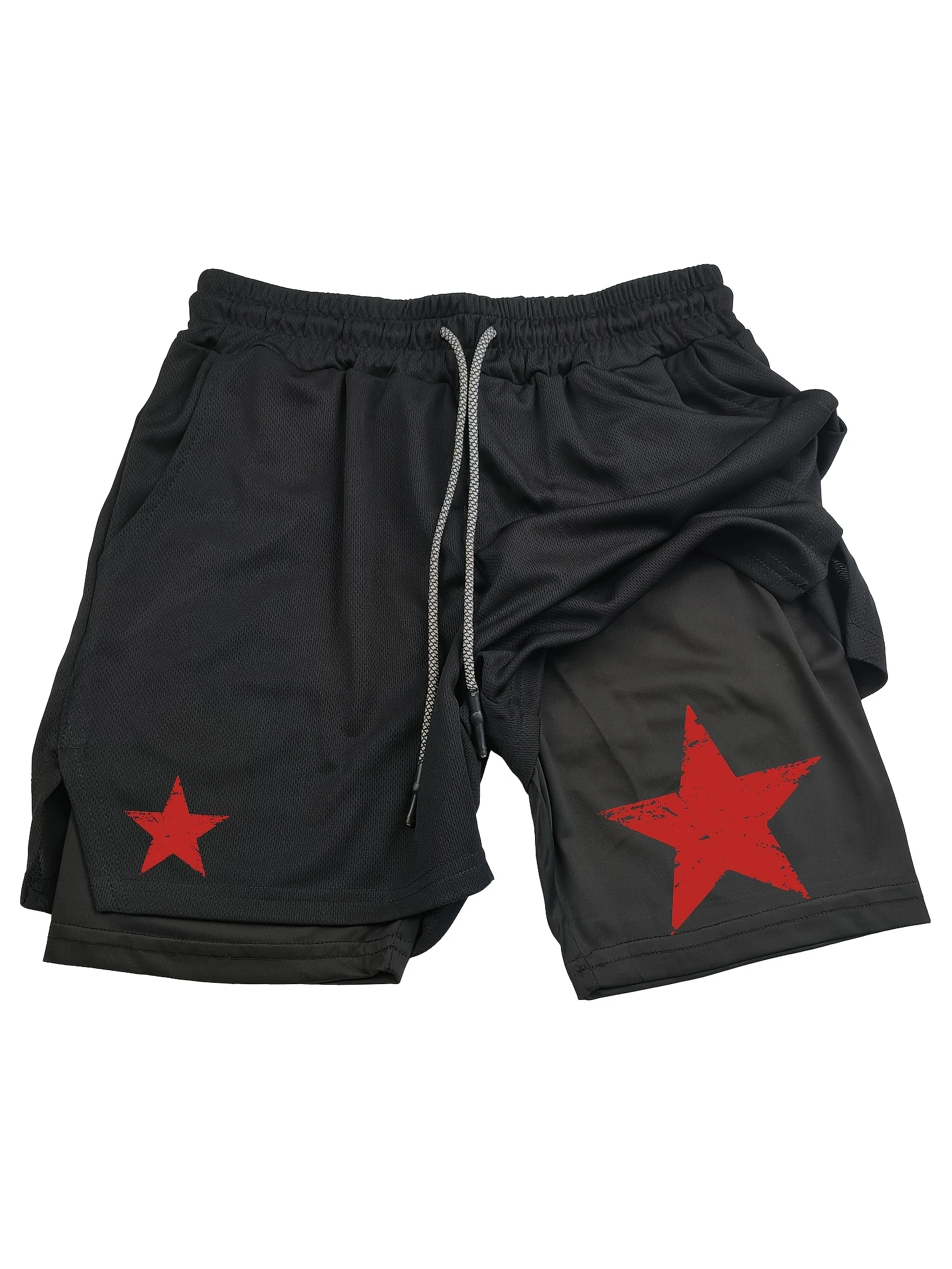 Men's Pentagram Printed Double-layer Sports Shorts | Quick Drying Breathable and Non Stuffy