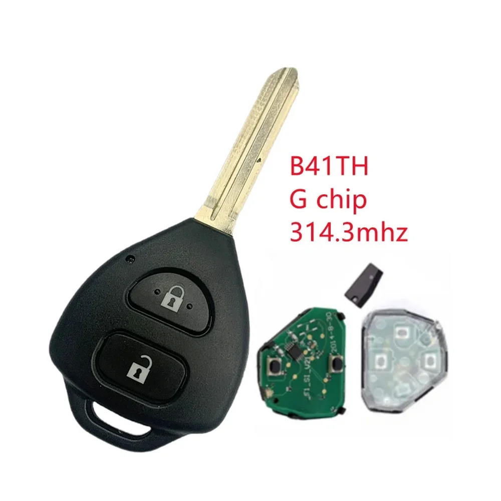 

KEYECU For Toyota Hilux Yaris 2010 2011 2012 2013 2014 2 Button Remote Control Car Key Fob 314.3MHz G Chip FCC ID: B41TH