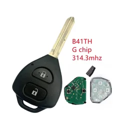 Keyecu-リモートコントロールカーキーフォブ、2ボタン、314.3mhz、gチップ、fcc id: b41th、toyota ilux、yaris、2010、2011、2012、2013、2014