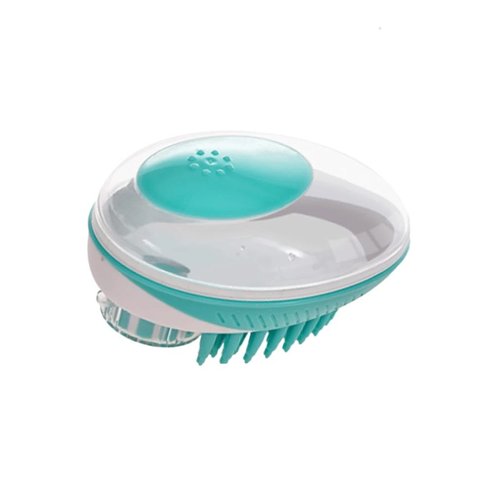 

1pc Pet Massage Brush For Dog Cat Bathing Shampoo Hole Stretchy Soft Skin-Friendly Hair Washing Massager Green Color