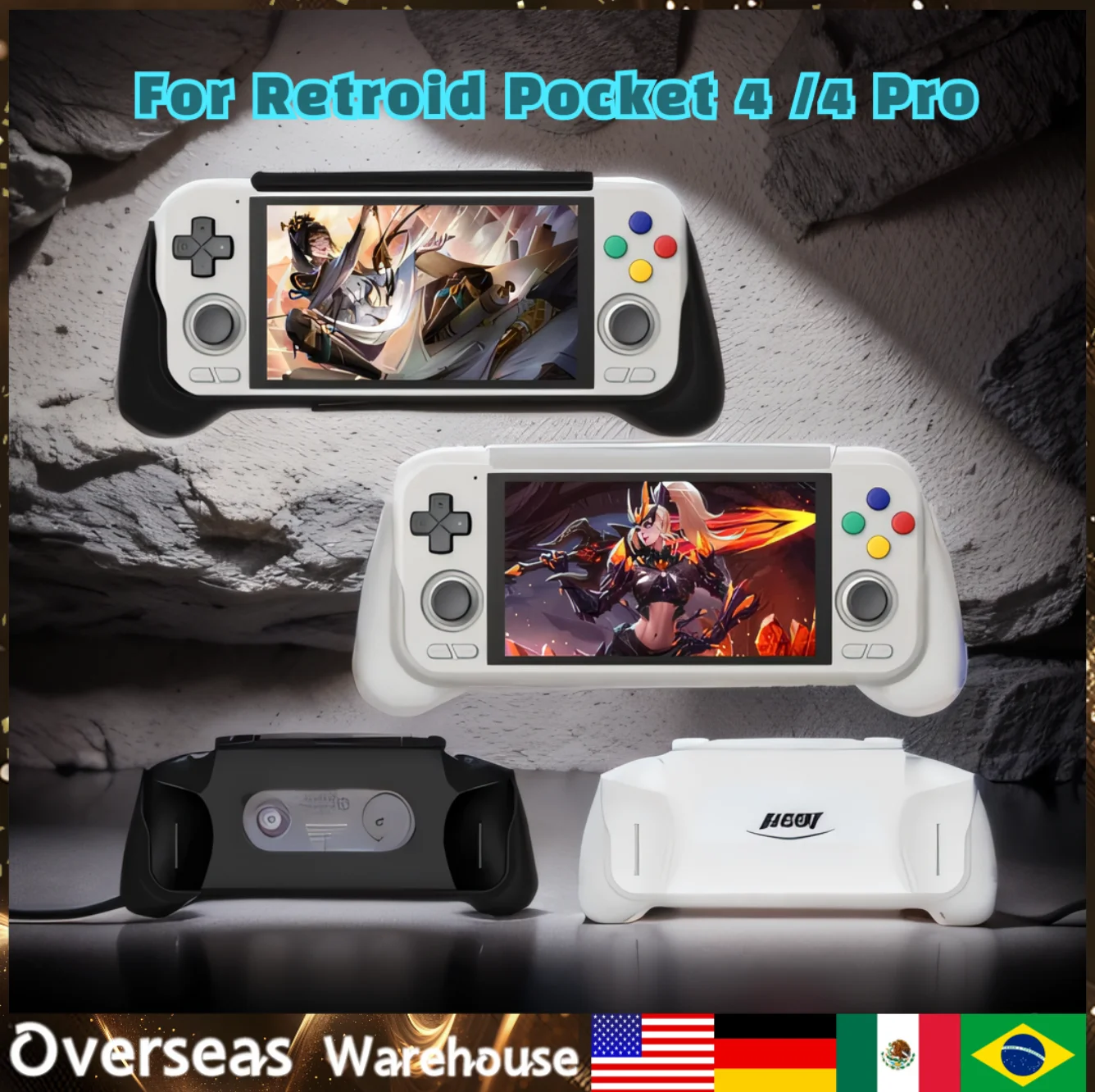 

Black Transparent Grip and Bag for Retroid Pocket 4 /4 Pro Handheld Game Console 64G/128G Carry Video Game Console Case Retro