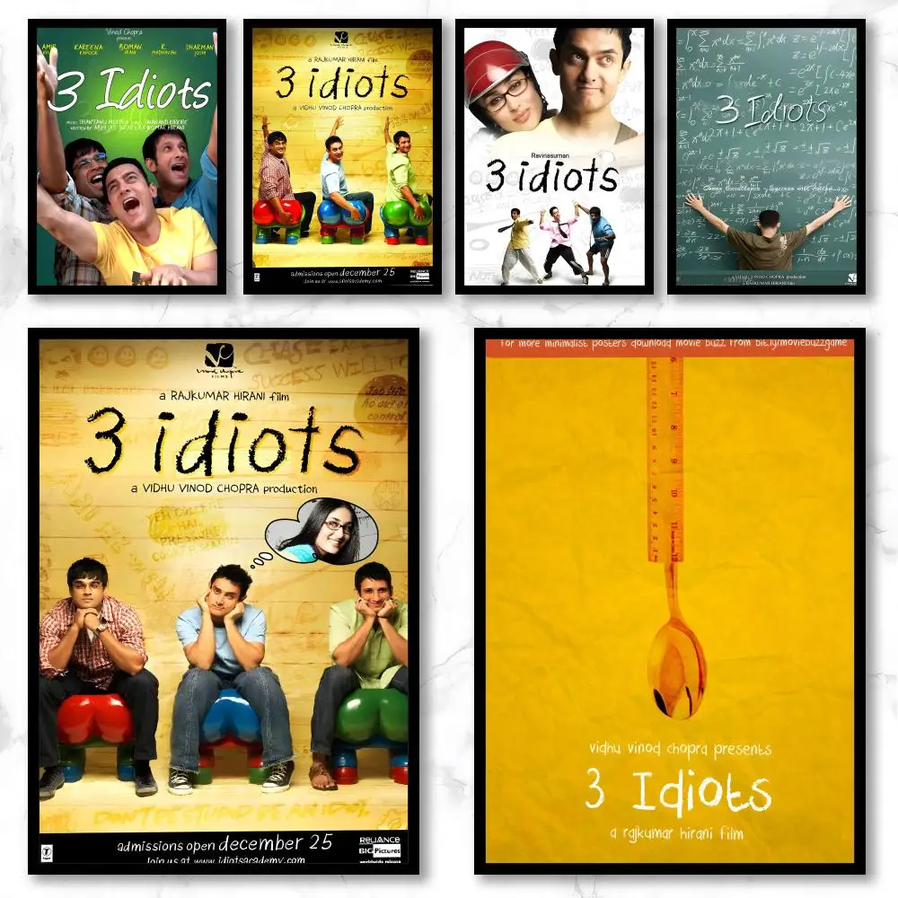 Movie 3-3 Idiots Poster Premium Art Wall Decor, Simple Ornament for Living and Leisure Areas