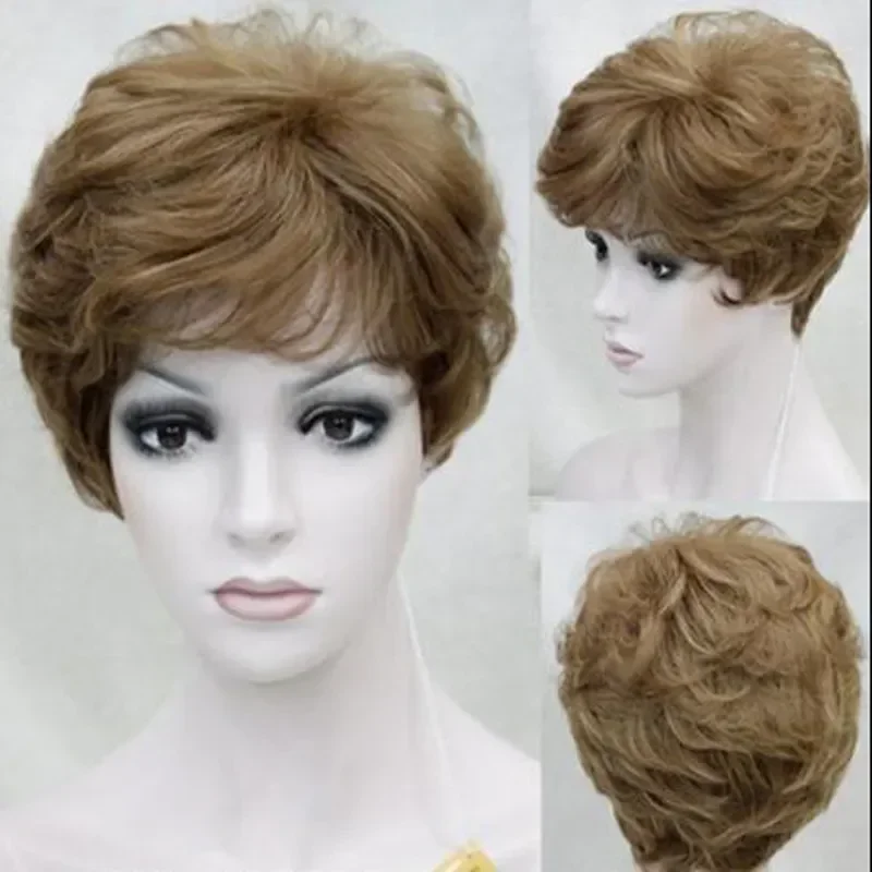 

Women’s Short Light Brown Straight Ladies Fluffy Cosplay Wig