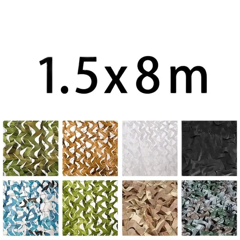 

1.5x8m Reinforced Camouflage Net White Woodland Mesh Hunting Camo Shade Garden Awning Hide 1.5x8 1.5*8M 1.5*8