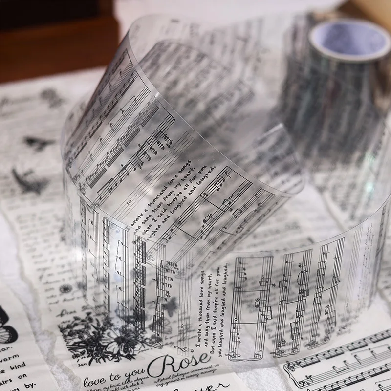 The Time Behind The New Style Series Retro English PET Tape Hand Account Transparent Sticker Decoration Material DIY Sticker