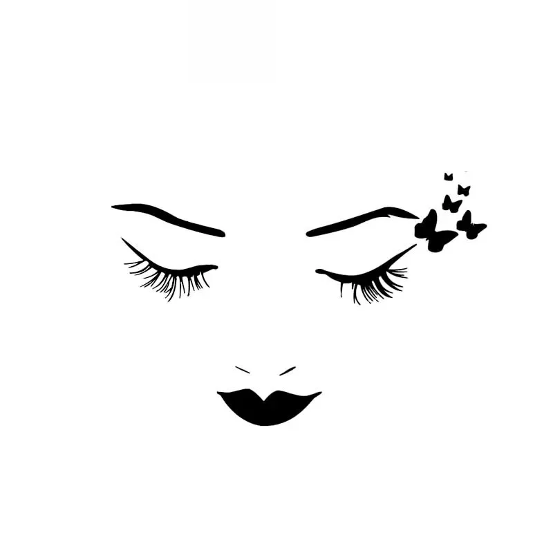 

Car Sticker Shy Beautiful Gorgeous Girl Face Fashion Style Auto Accessories Decoration PVC Car Sticker Black/White, 14cm*9cm