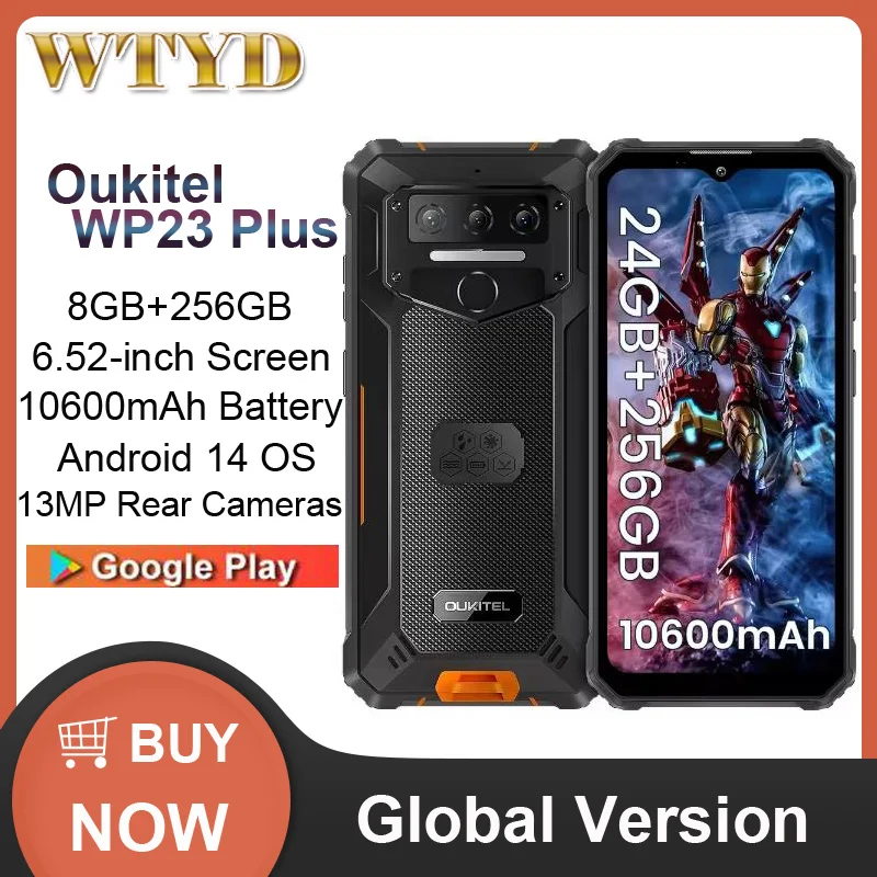 Oukitel WP23 Plus Rugged Phone 8GB+256GB 6.52 inch Android 14.0