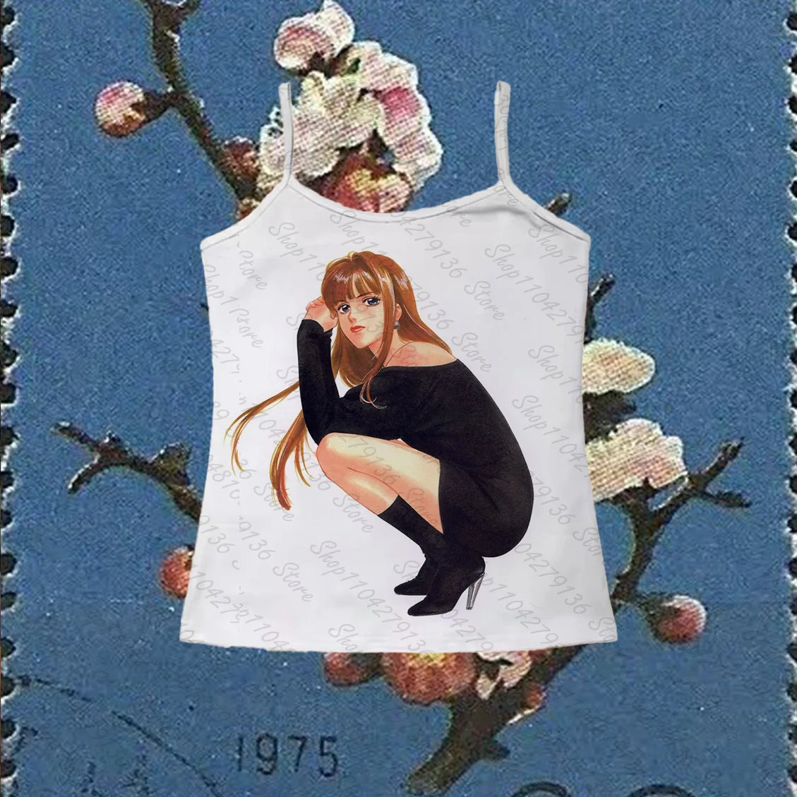 Women's Ribbed Tank Top Kimono Girl Ukiyo-e Japanese Print Graphic Sleeveless Vintage Aesthetic Summer Vest
