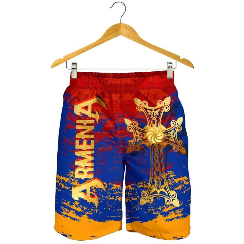 3D Print Armenia Country Flag Beach Shorts Mens Casual Quick Dry Swimming Shorts Oversized Trunk Board Short Pants For Men