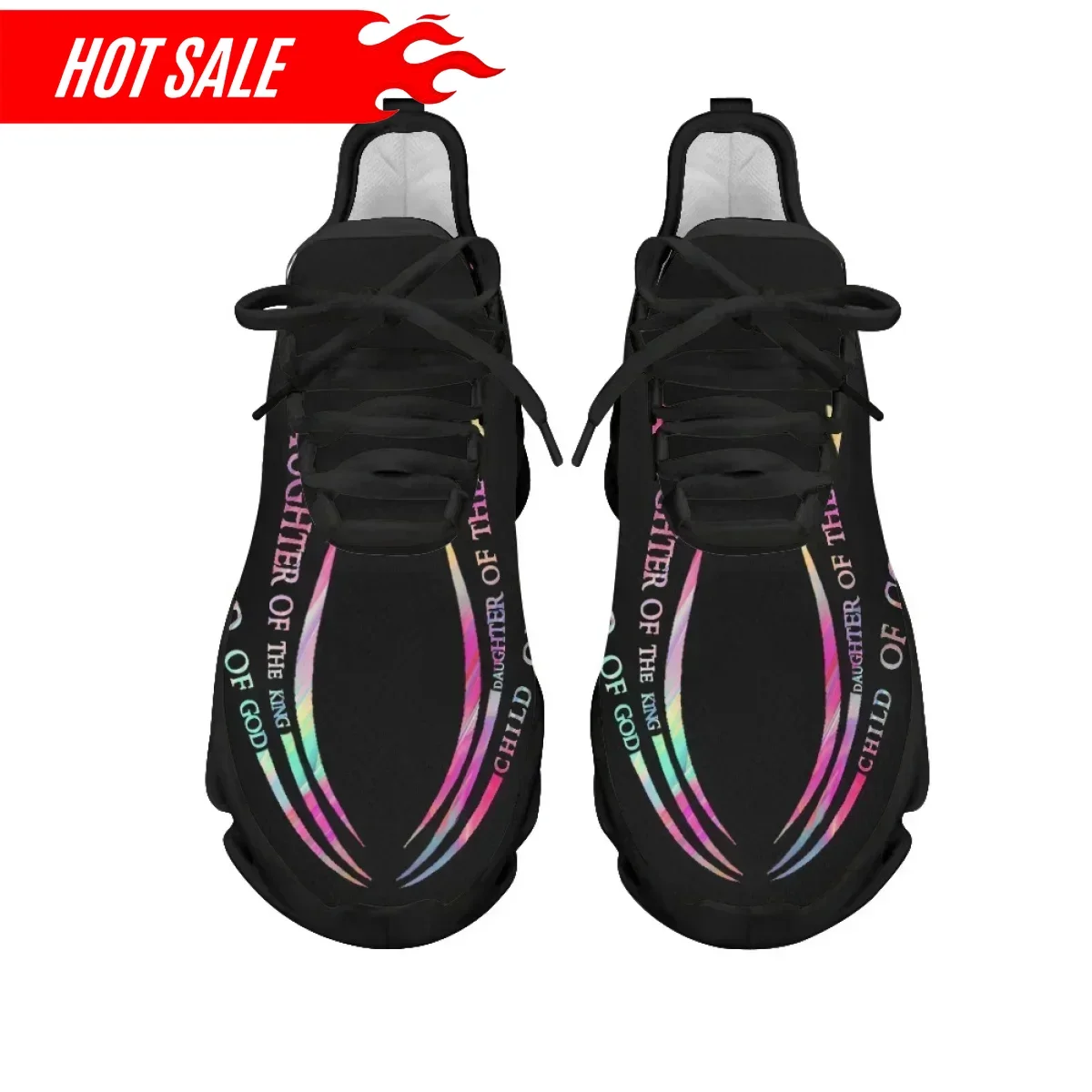 Hot Cross Christian God Print Light Breathable Sneakers Air Mesh Outdoor Sport Shoes for Women Faith Hope Training Shoes - view 3