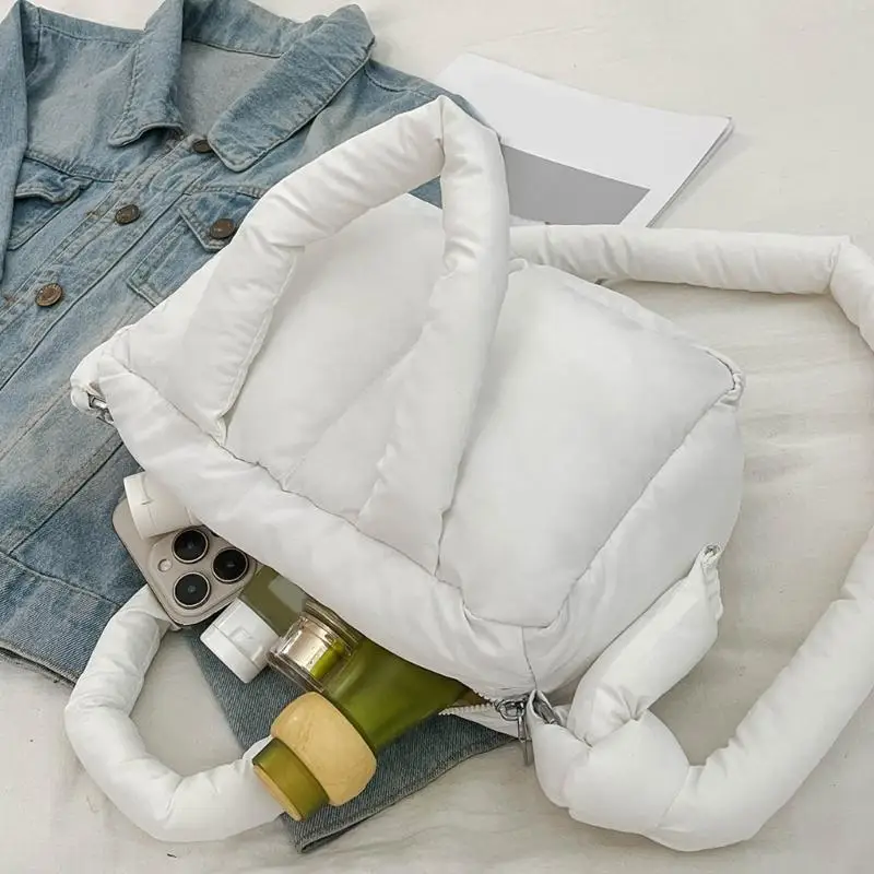

Women's Trendy Puffer Bag Quilted Soft Shoulder Purse With Detachable Strap 547A