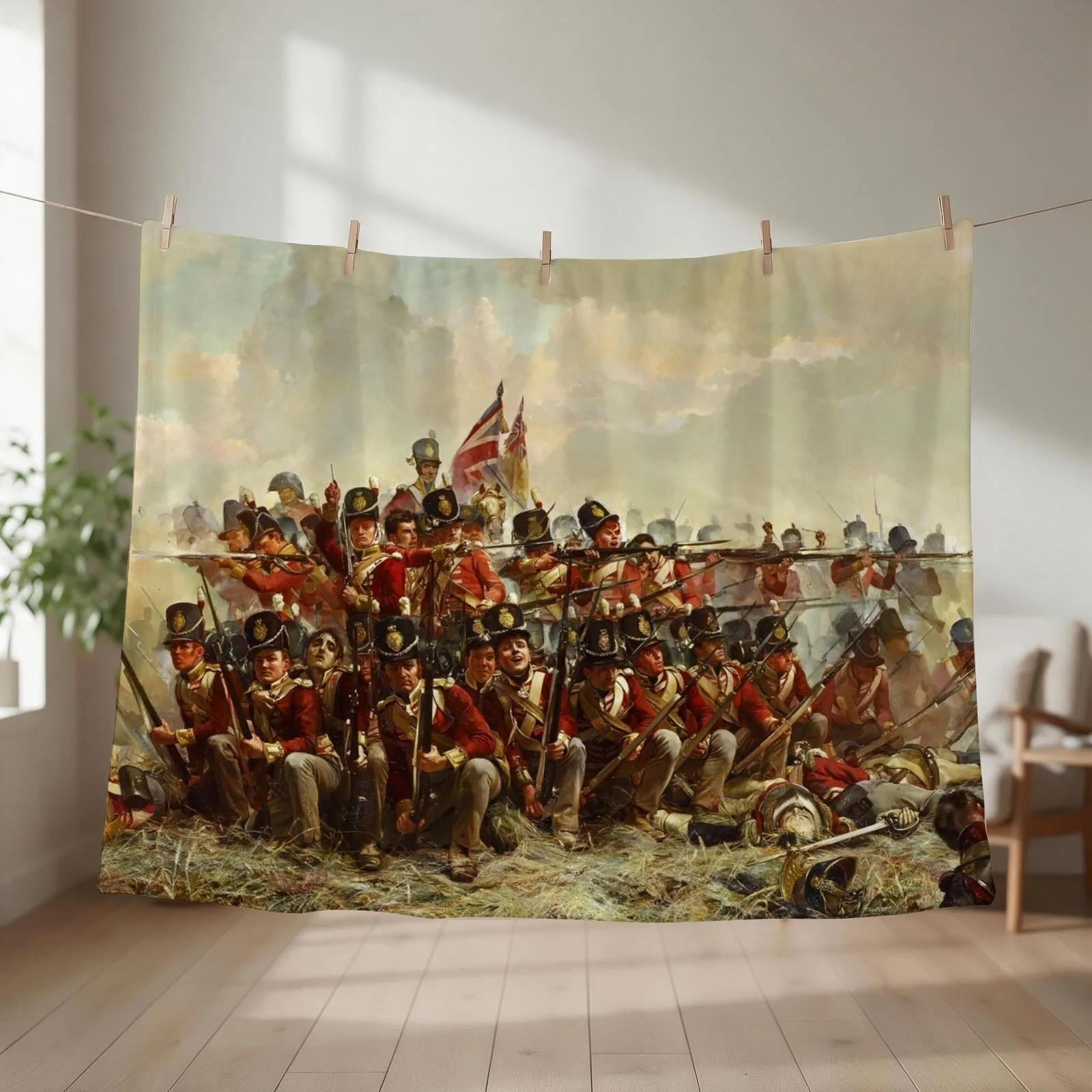 HD. The 28th Regiment at Quatre Bras, by Lady Butler, 1875 Throw Blanket bed plaid Heavy Giant Sofa Luxury St Blankets