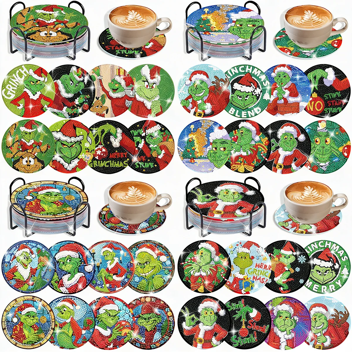 

Master Yoda Green Turtle Multiple styles Diamond Painting Coasters with Holder DIY Cartoon Character Souvnirs New Arrival