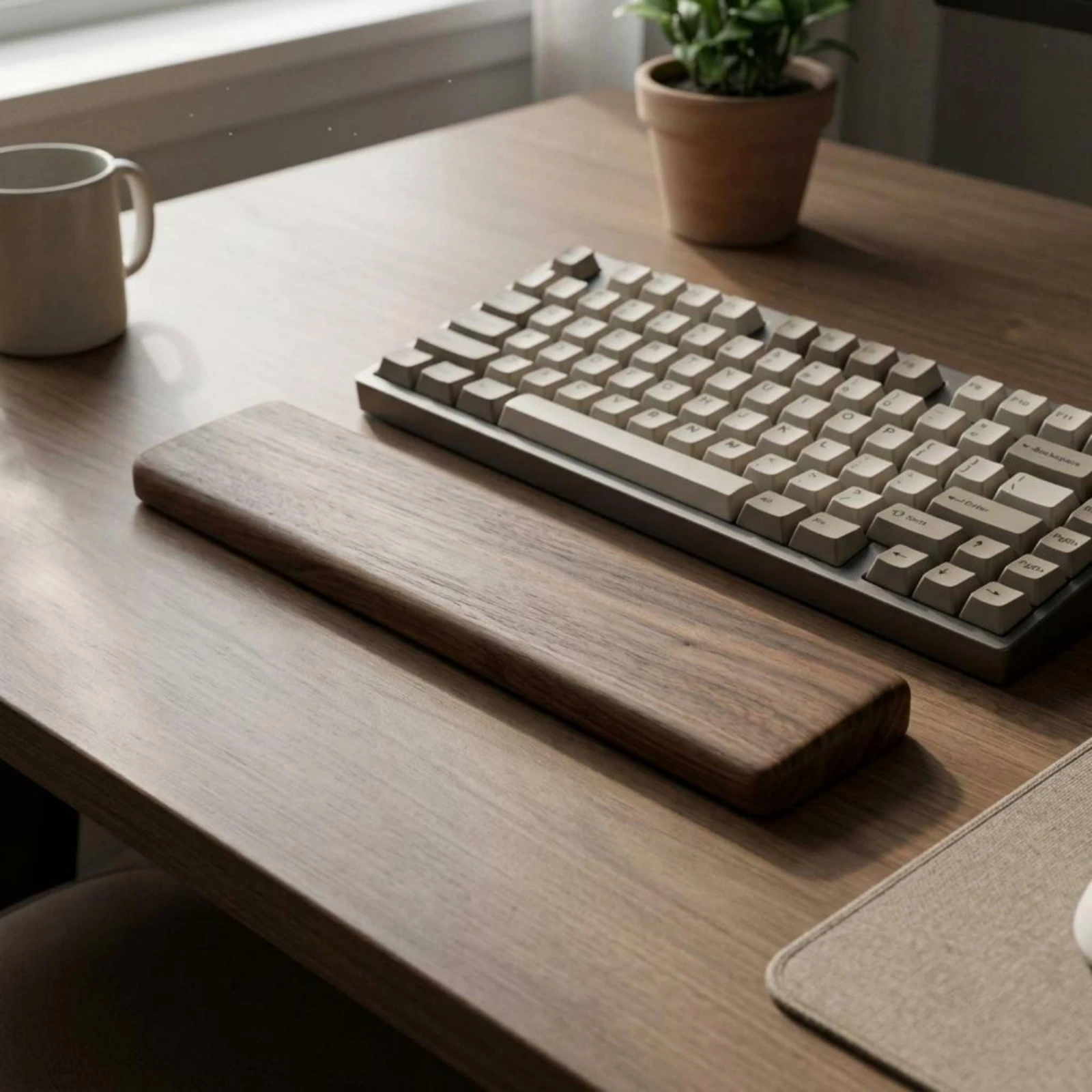 Keyboard Wrist Rest Polished Walnut Wrist Rest Hand Support Rectangular Workstation Gear Ergonomic