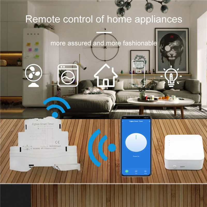 ABKQ-6X Tuya Smart Life Zigbee Circuit Breaker Din Rail 1P Single Pole Dry Contact Timer Relay App Remote Control Smart Timer