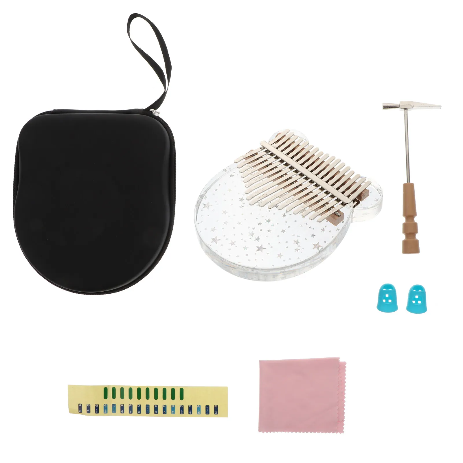 

Набор мини-калимба из 17 клавиш: портативное хрустальное стеклянное пианино для начинающих, легкий музыкальный инструмент