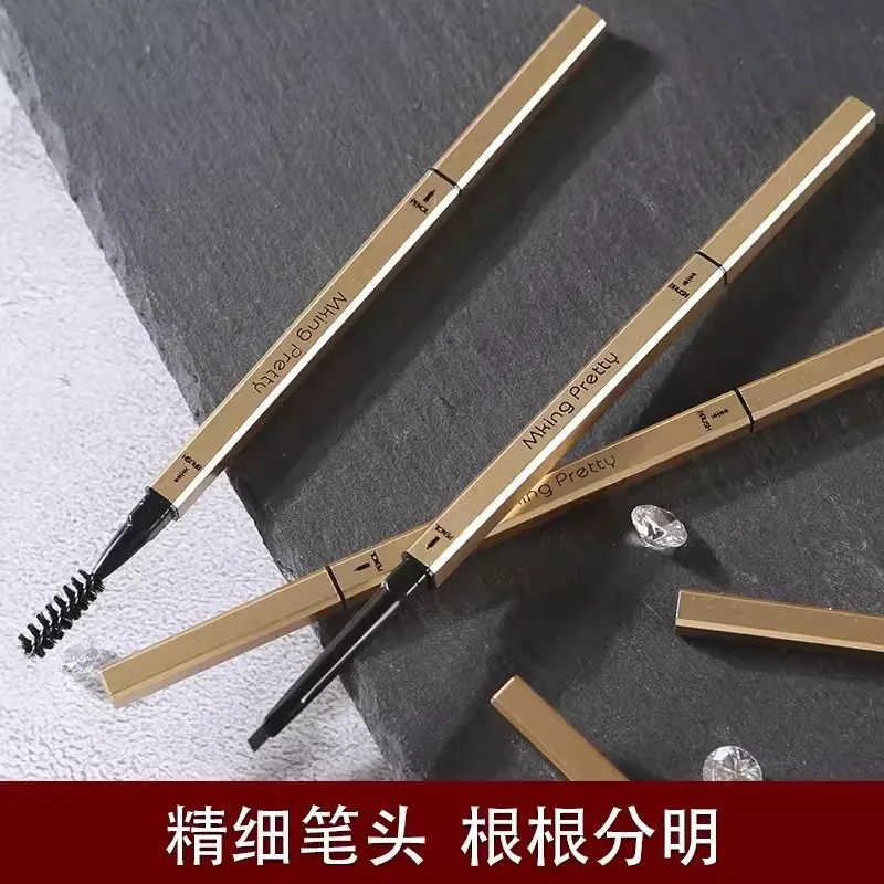 Small Gold Bar Extremely Thin Double Head Eyebrow Pen Waterproof Sweatproof Durable Eyebrow Pen