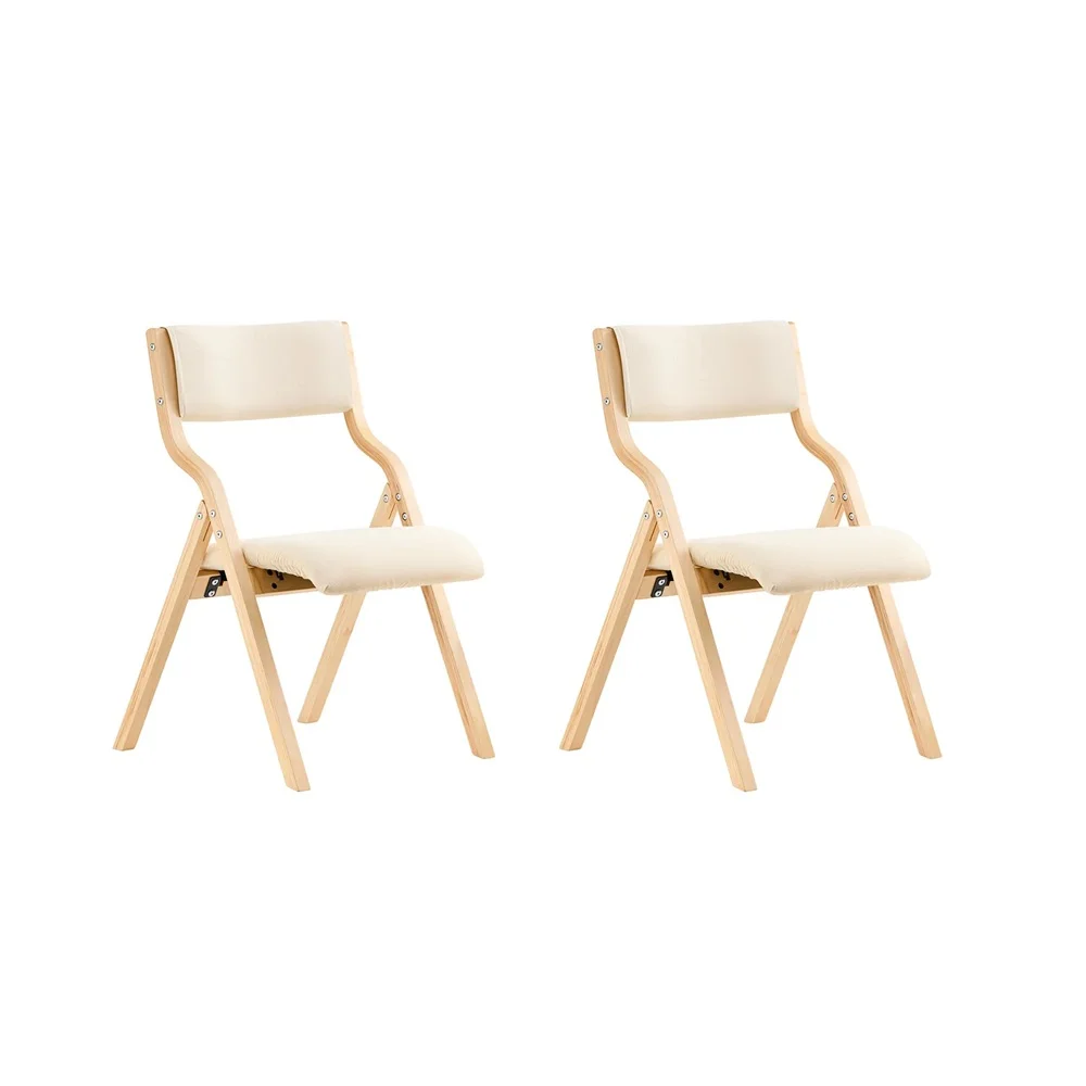 SoBuy FST40x2 Set mit 2 klappbaren Holzstühlen, ergonomische, gepolsterte Küchen- und Esszimmerstühle, Klappstuhl für Balkon und Büro