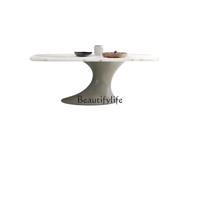

Italian minimalist large apartment dining table designer modern natural marble long dining table