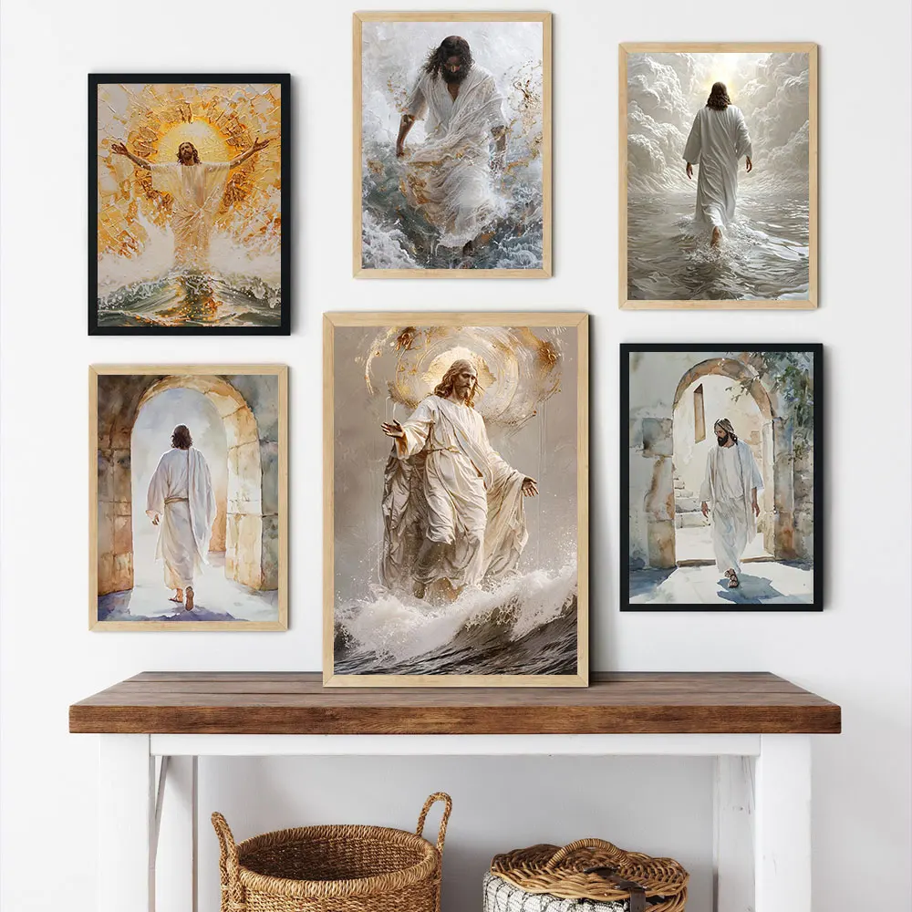 Modern Christian Jesus Poster Religious Prints Canvas Painting Divine Light Christian Gift Home Living Room Christian Decor