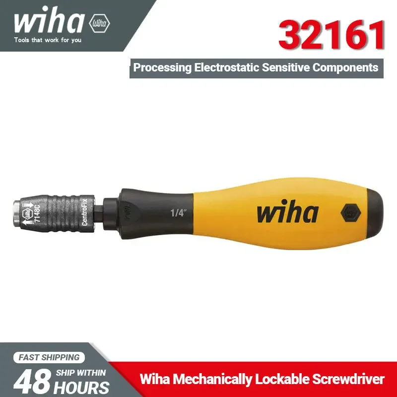 

Wiha 32161 Screwdriver tool with Bit Holder 1/4" SoftFinish ESD Mechanically Lockable 148mm Length 82Grams