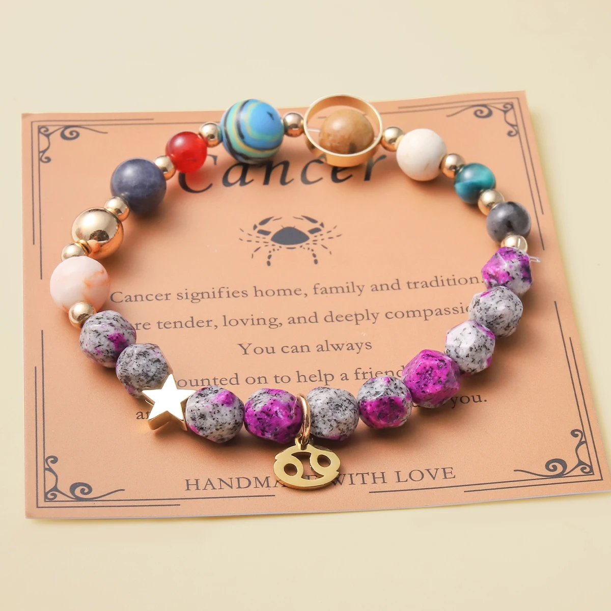 12 Constellation Bracelet Natural Stone 8 Major Planets Series Women's Bracelet Virgo Taurus Capricorn Cancer Accessories Gift