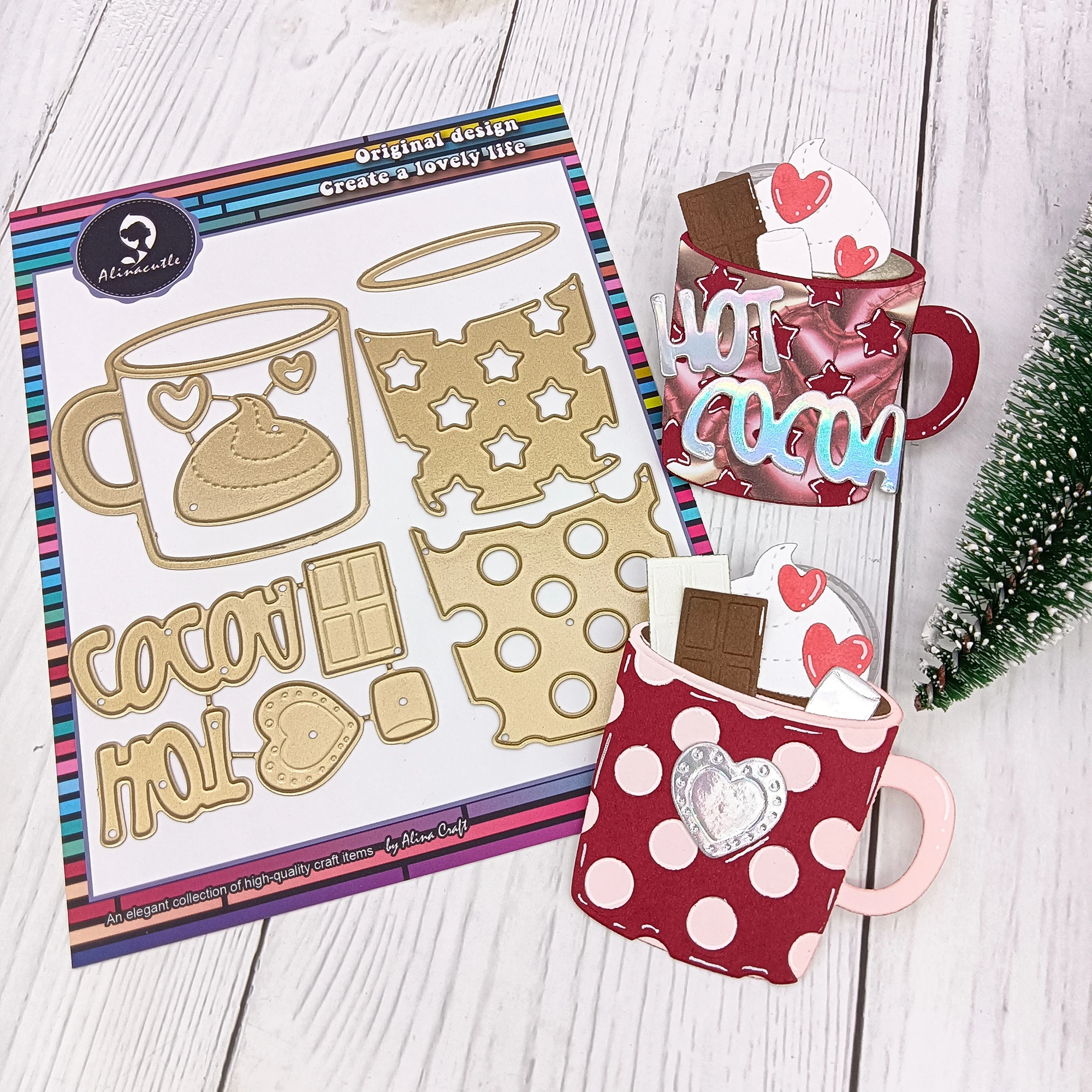 Heißer Coco Becher Metall Schneiden Gestanzte Goldene Stirbt für Geschenk Verpackung Papier Handwerk Handgemachte Karte, Der DIY Grußkarten Scrapbooking