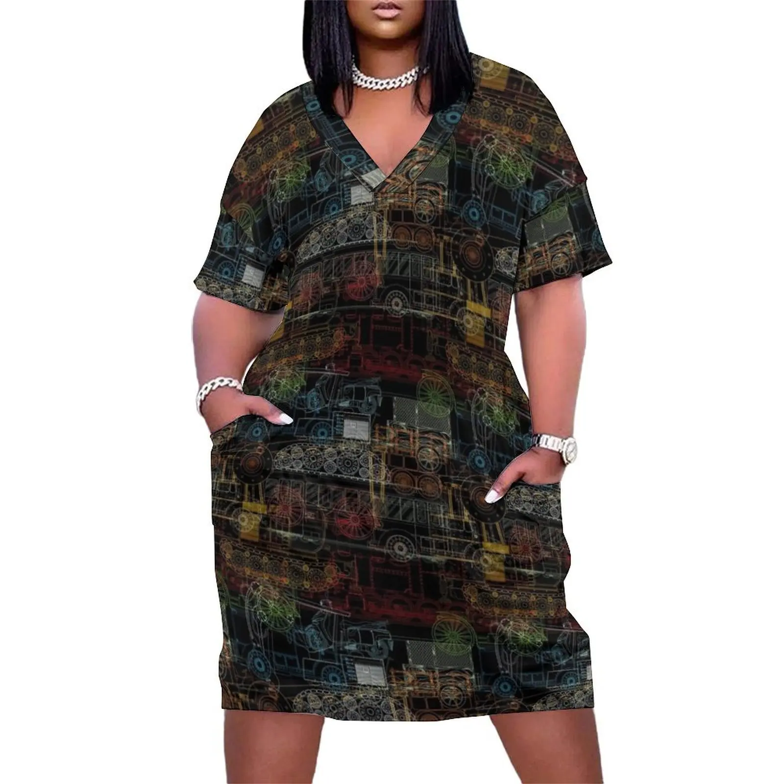 

Vehicle pattern Loose Pocket Dress prom dress clothes