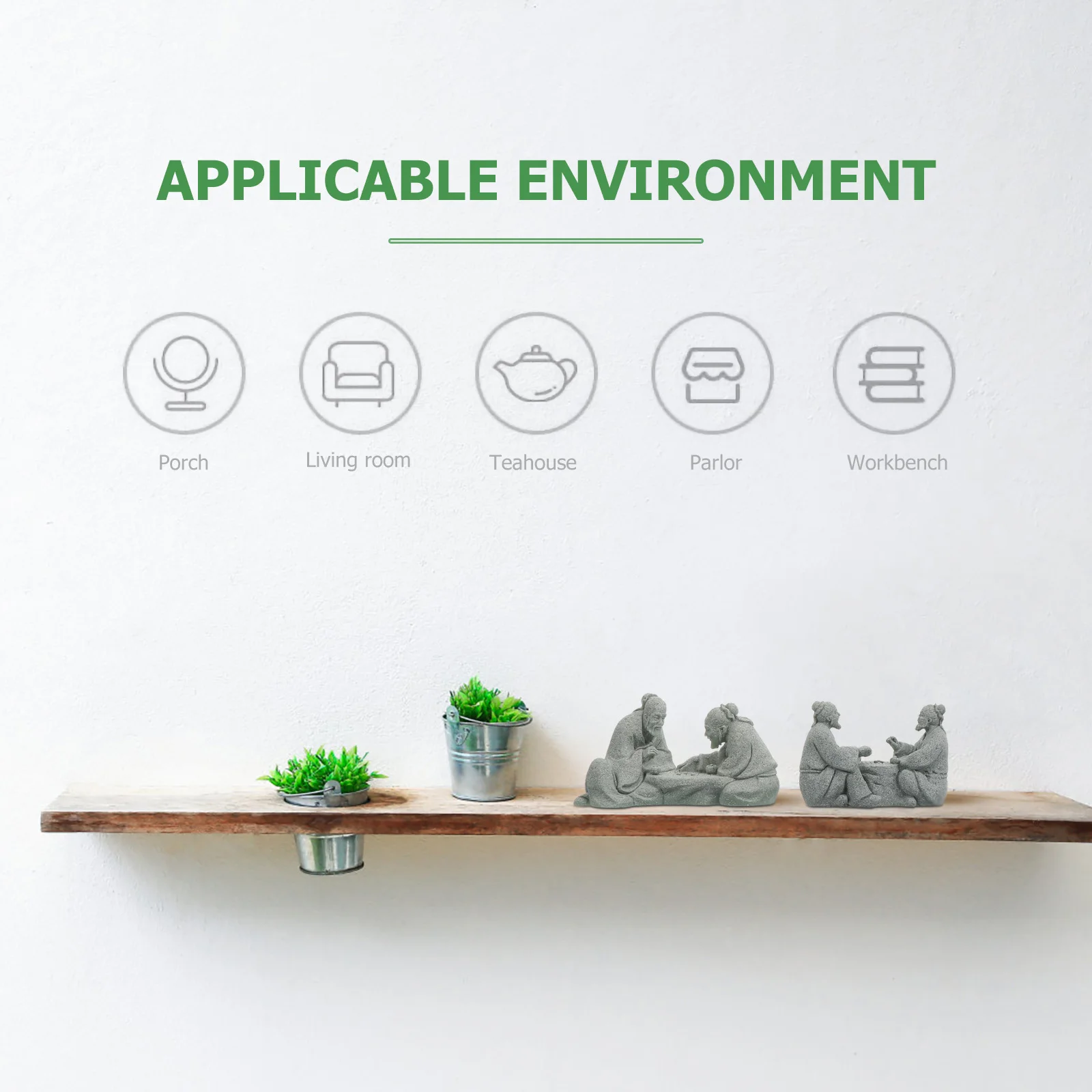 

2Pcs Old Man Playing Chess Ornament Creative Home Bonsai Adornment Brighten Living Space Lively Atmosphere Durable Safe Material